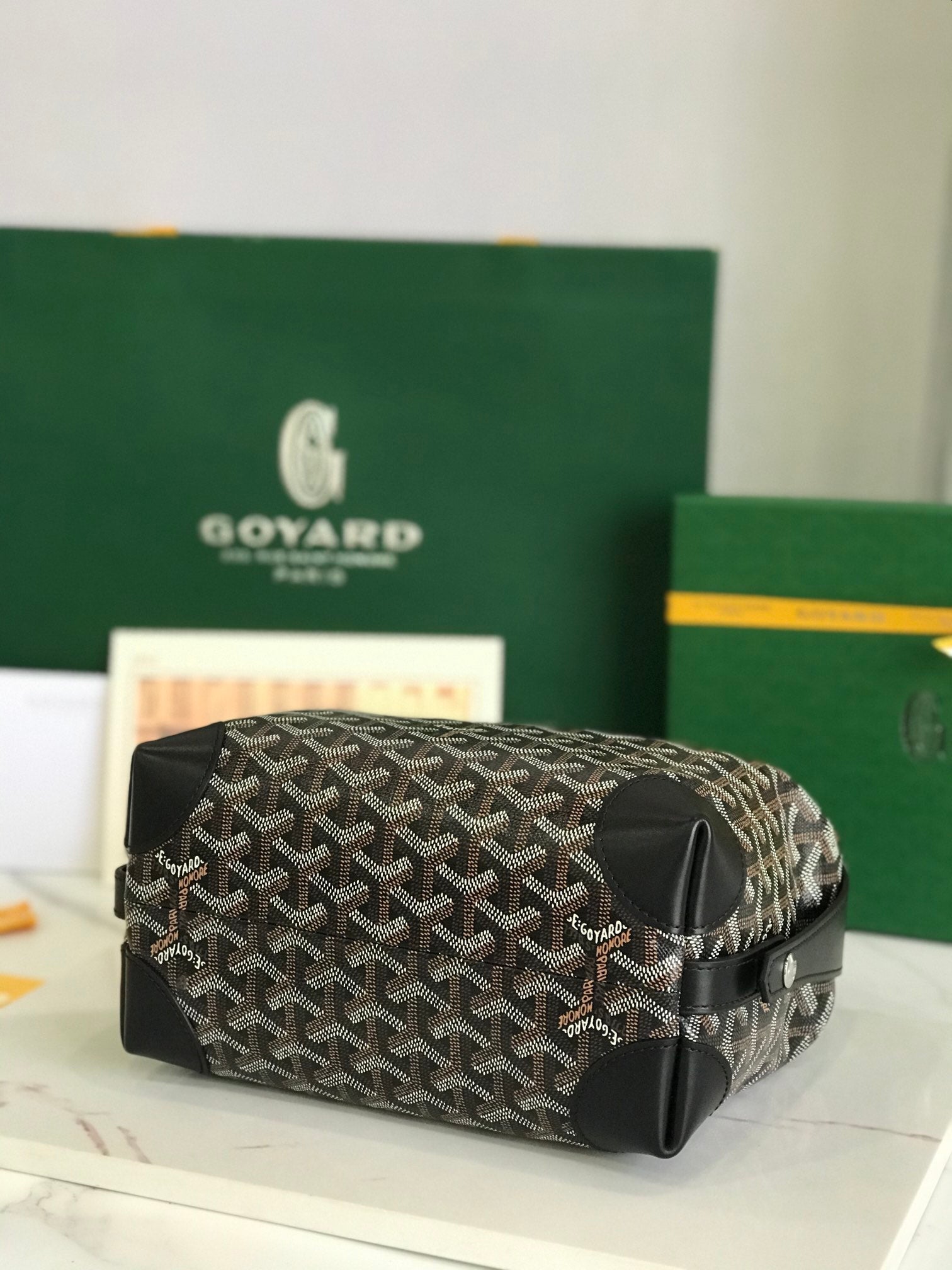 GOYA 26S BOEING 25MM IN BLACK GOYARDINE CANVAS AND CALFSKIN