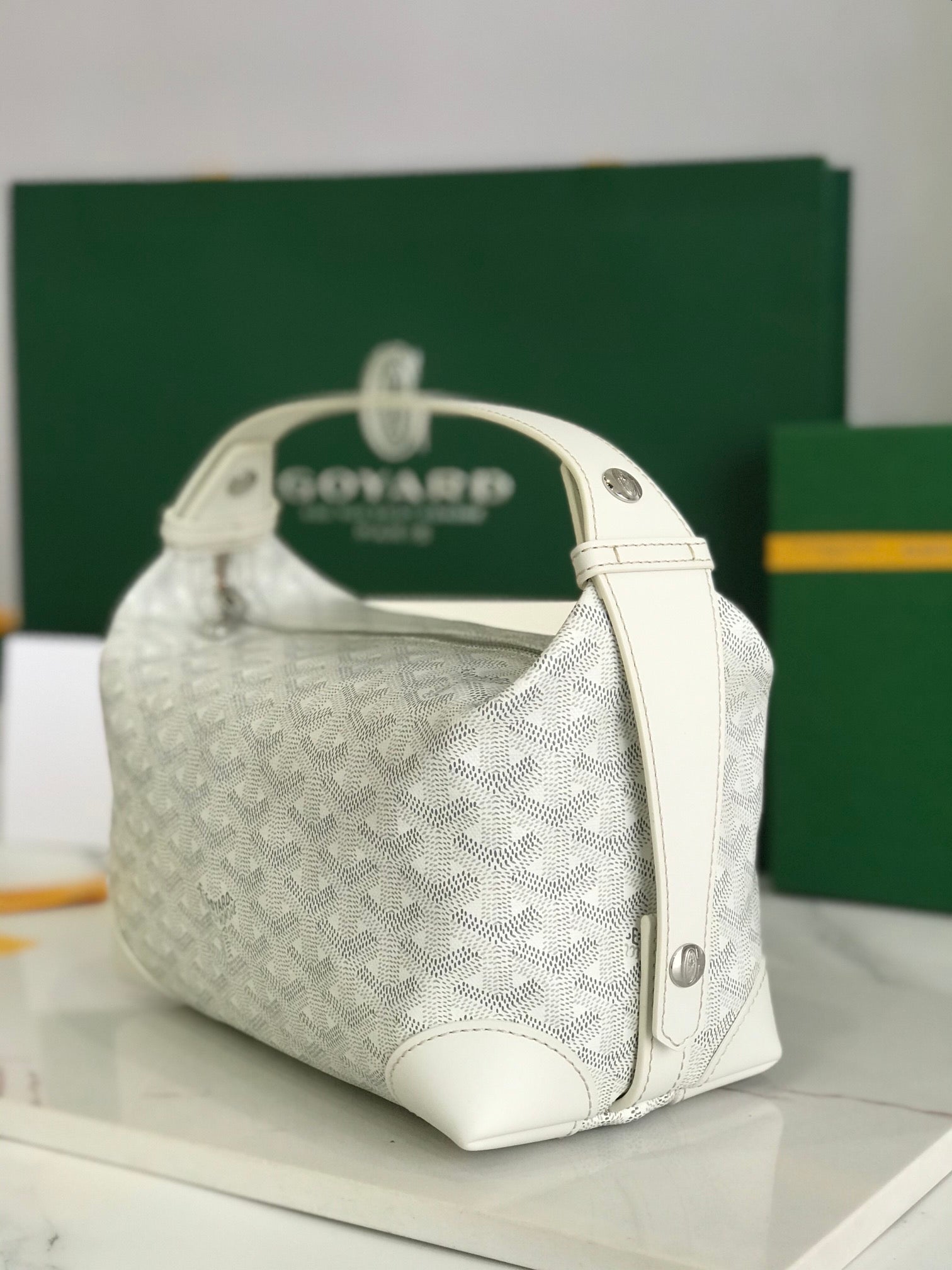 GOYA 26S BOEING 25MM IN CREAM WHITE GOYARDINE CANVAS AND CALFSKIN
