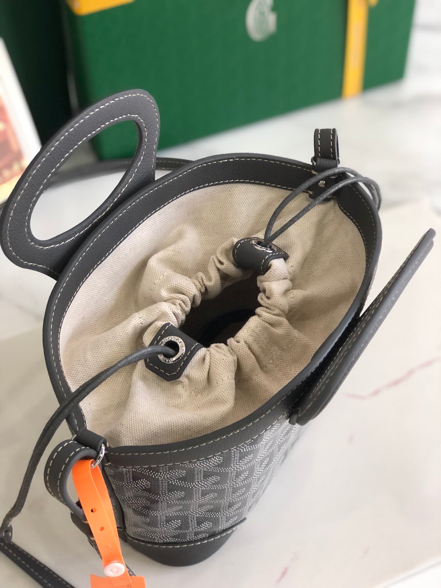 GOYA 26S BELUGA MINI BAG 23MM IN GREY GOYARDINE CANVAS AND CALFSKIN