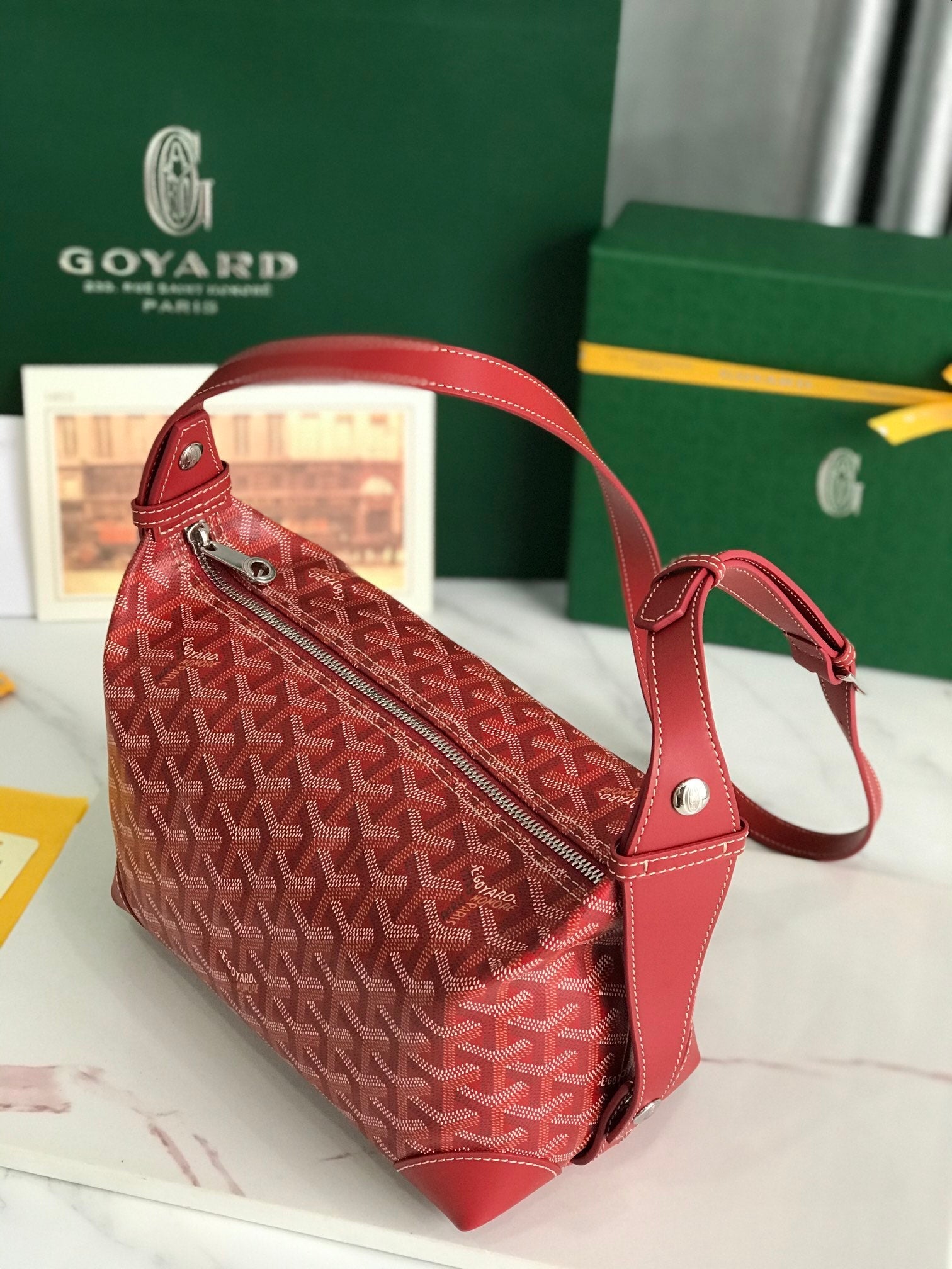 GOYA 26S BOEING 25MM IN DARK RED GOYARDINE CANVAS AND CALFSKIN