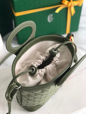 GOYA 26S BELUGA MINI BAG 23MM IN DARK OLIVE GREEN GOYARDINE CANVAS AND CALFSKIN