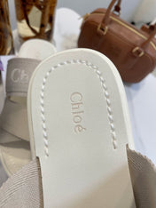 WOODY WEDGE SANDALS IN DOVE GREY CANVAS WITH WHITE RUBBER SOLE