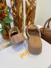 WOODY WEDGE SANDALS IN BRONZE BROWN CANVAS WITH CIDER BROWN RUBBER SOLE