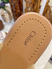 WOODY WEDGE SANDALS IN WHITE CANVAS WITH CIDER BROWN RUBBER SOLE