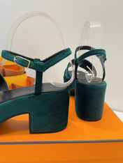 JAM 30 SANDAL IN GREEN FOREST VELVET