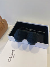 CELINE 26S FLAT SHOES IN BLACK WOOL