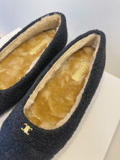 CELINE 26S FLAT SHOES IN BLACK WOOL