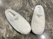 PRADA 26S SLIPPERS IN WHITE WOOL