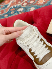 GUCCI 26S SNEAKERS IN WHITE MIX BROWN CALFSKIN
