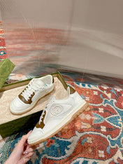 GUCCI 26S SNEAKERS IN WHITE MIX BROWN CALFSKIN