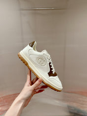 GUCCI 26S SNEAKERS IN WHITE MIX BROWN CALFSKIN