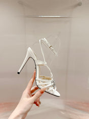 GG CRYSTAL HORSEBIT SANDAL WHITE LAMBSKIN