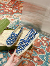 GG ESPADRILLE LOAFER COBALT AND BLACK CANVAS