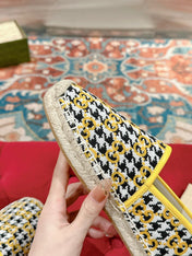 GG ESPADRILLE LOAFER LEMON AND BLACK CANVAS