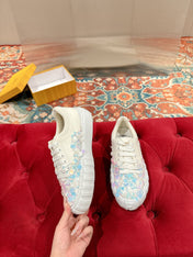 RUNWAY SEQUIN CASUAL SHOES IN WHITE CALFSKIN