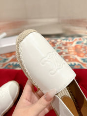 ESPADRILLES WHITE SHINY CALFSKIN EMBOSSED LOGO
