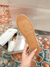 ESPADRILLES WHITE SHINY CALFSKIN EMBOSSED LOGO