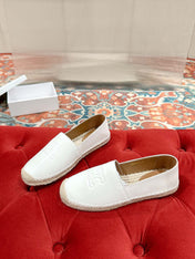 ESPADRILLES WHITE SHINY CALFSKIN EMBOSSED LOGO
