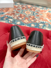 ESPADRILLES BLACK LAMBSKIN GOLD TRIOMPHE
