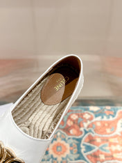 ESPADRILLES WHITE LAMBSKIN GOLD TRIOMPHE
