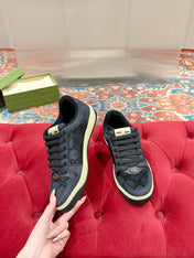 GUCCI 26S SCREENER SNEAKER IN BLACK LEATHER AND SUEDE