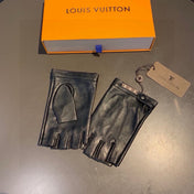FINGERLESS GLOVES IN BLACK LAMBSKIN 453646