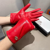 TOUCHSCREEN GLOVES IN RED LAMBSKIN AND SHEARLING LINING 463862