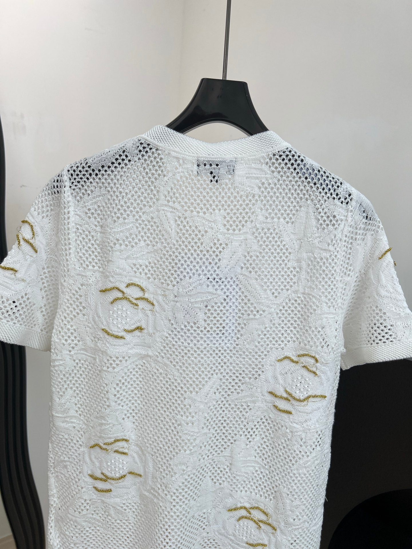 CHANEL 26S BUTTON-UP SHORT-SLEEVE KNIT TOP STYLE 1159
