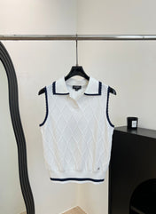 CHANEL 26S SLEEVELESS KNIT POLO TOP 1430
