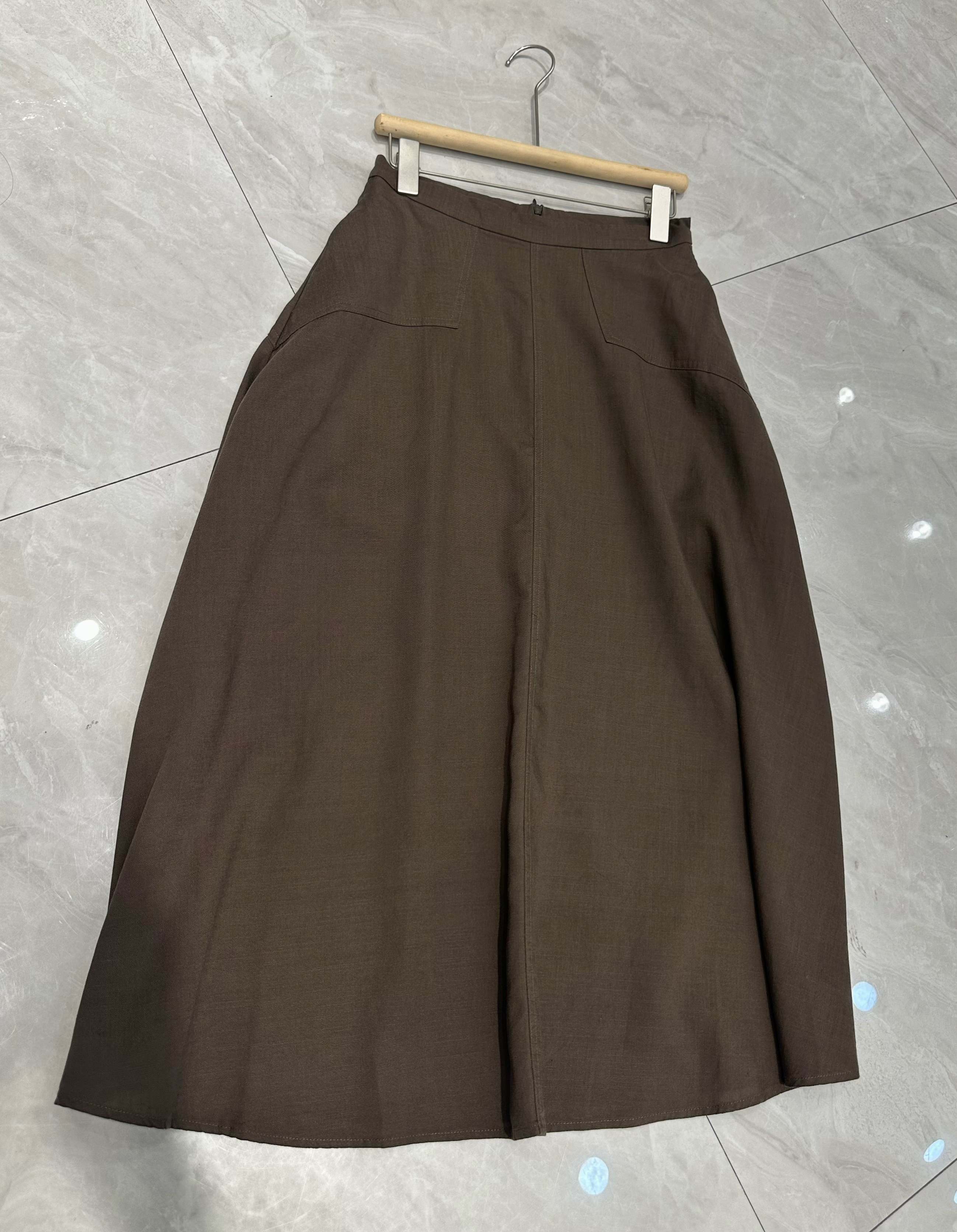 RALPH LAUREN 26S LINEN MIDI SKIRT 488