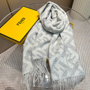 FF 170 CM SCARF IN DOVE GREY WOOL AND CASHMERE