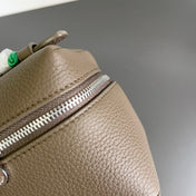 EXTRA POCKET L12 IN COFFEE BROWN CALFSKIN WITH SILVER HARDWARE