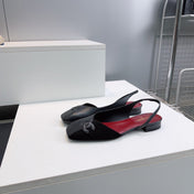 CHANEL 26S FLAT SLINGBACK IN BLACK SUEDE AND LAMBSKIN