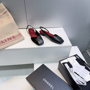 CHANEL 26S FLAT SLINGBACK IN BLACK SUEDE AND LAMBSKIN