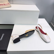 CHANEL 26S FLAT SLINGBACK IN BEIGE AND WHITE LAMBSKIN