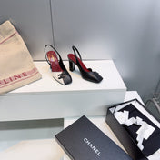 CHANEL 26S SLINGBACK 100 MM IN BLACK AND WHITE LAMBSKIN