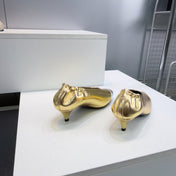 CHANEL 26S COLOR-BLOCK HIGH HEELS 45 MM IN GOLD LAMBSKIN