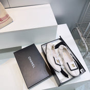 CHANEL 26S BALLERINA FLATS IN WHITE WITH BLACK TRIM LAMBSKIN