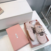 MIUMIU 26S SNEAKERS IN LIGHT PINK MESH AND SUEDE