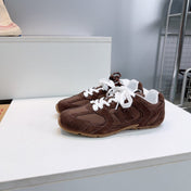 MIUMIU 26S NEW BALANCE SNEAKERS IN DARK BROWN SUEDE & FABRIC