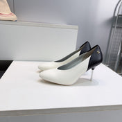 CHANEL 26S HIGH HEEL PUMPS 85 MM IN BLACK AND WHITE CALFSKIN