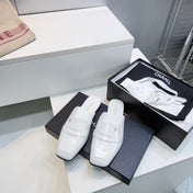 CHANEL 26S LOAFER MULES IN WHITE SHINY LAMBSKIN