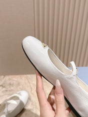 PRADA 25S BALLERINAS IN WHITE CALFSKIN GLOSSY