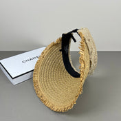 CHANEL 26S RAFFIA VISOR WITH PINK CC LOGO 338094