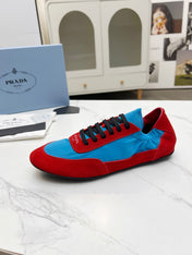COLLAPSE SNEAKERS IN RED SUEDE AND SKY BLUE NYLON