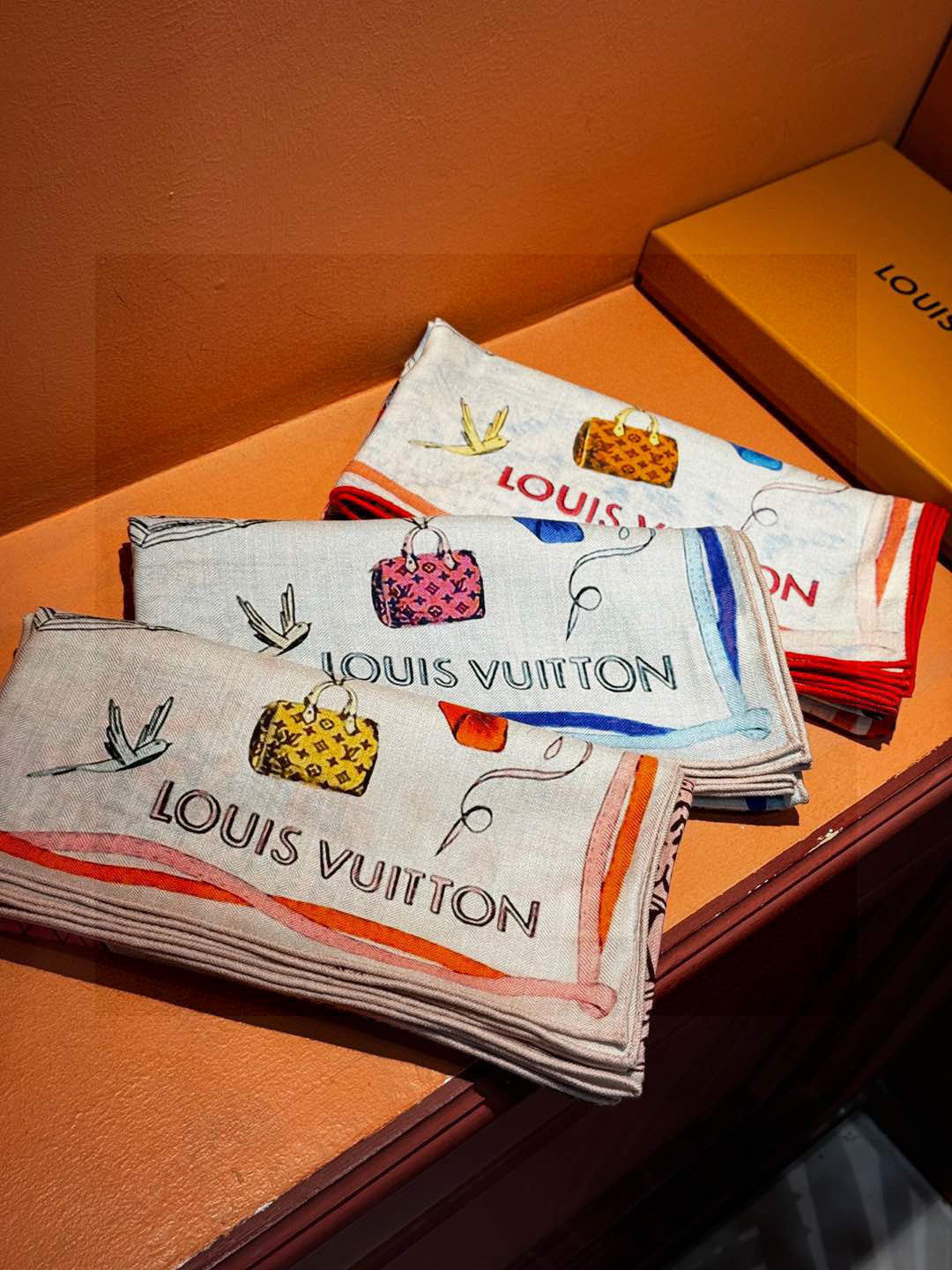LV SCARF 140 CM IN WOOL MIX SILK 735799