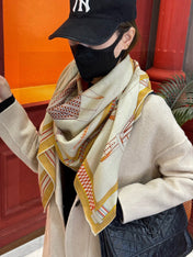 HERMES 25S SCARF 140 IN SILK AND CASHMERE 735808