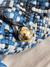 TOSCA SHOULDER BAG 27 IN BLUE MIX BLACK AND WHITE LAMBSKIN