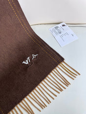 DUAL SCARF 180 CM IN CHOCOLATE BROWN CASHMERE 398376