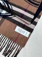 SCARF 180 CM IN BLACK AND RUSSET BROWN CASHMERE 407241